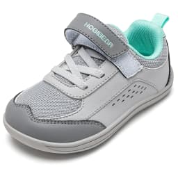 HOBIBEAR Kids Toddler Wide Toe Shoes Barefoot Hook Loop Sneakers Zero Drop Artificial Leather Mesh Non-Slip Shoes