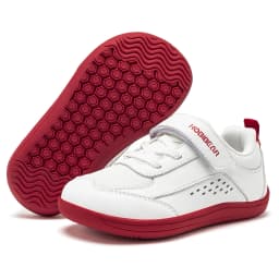 HOBIBEAR Kids Toddler Wide Toe Shoes Barefoot Hook Loop Sneakers Zero Drop Artificial Leather Mesh Non-Slip Shoes