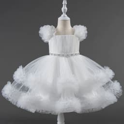 Baby Dress 0-5 Years Old Birthday Party Wedding Sleeveless Mesh Fluffy Cute Girl Princess Dress
