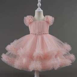 Baby Dress 0-5 Years Old Birthday Party Wedding Sleeveless Mesh Fluffy Cute Girl Princess Dress