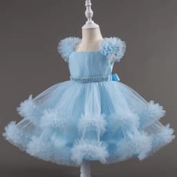 Baby Dress 0-5 Years Old Birthday Party Wedding Sleeveless Mesh Fluffy Cute Girl Princess Dress