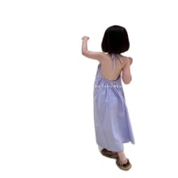 Children Girls Vacation Sling Dress RAISE Summer 2-8Y Kids Girl Sleeveless Dress Purple Halter Backless Infant Girls Beach Dress