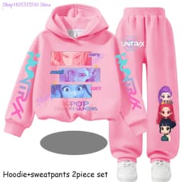 Huntrx Mira Rumi Zoey Kids Fashion Cartoon Print 2pcs Hoodie+Pants Sportsuits Casual Outfits Clothes for 2-13 Years Boys Girls