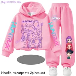 Huntrx Mira Rumi Zoey Kids Fashion Cartoon Print 2pcs Hoodie+Pants Sportsuits Casual Outfits Clothes for 2-13 Years Boys Girls
