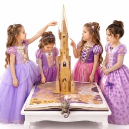 Muababy Rapunzel Tangled Princess Evening Gown Set for Girls Halloween Birthday Christmas Party Cosplay Costume Kids 2-10Y