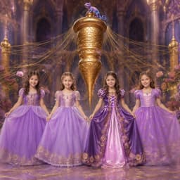 Muababy Rapunzel Tangled Princess Evening Gown Set for Girls Halloween Birthday Christmas Party Cosplay Costume Kids 2-10Y