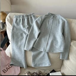 2026 New Fashion Baby Girls 2PCS/Set Sports Clothes Solid Color Zipper Jacket Tops Flared Pants Suit For Spring Autumn Kids
