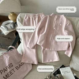 2026 New Fashion Baby Girls 2PCS/Set Sports Clothes Solid Color Zipper Jacket Tops Flared Pants Suit For Spring Autumn Kids