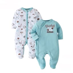 Kit 2 Baby Rompers with Footie Long Sleeve Infant Clothing 60% Cotton 40% Polyester 3m-9m