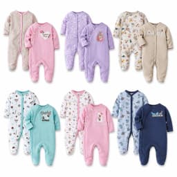 Kit 2 Baby Rompers with Footie Long Sleeve Infant Clothing 60% Cotton 40% Polyester 3m-9m