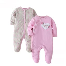 Kit 2 Baby Rompers with Footie Long Sleeve Infant Clothing 60% Cotton 40% Polyester 3m-9m
