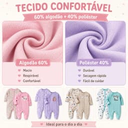 Kit 2 Baby Rompers with Footie Long Sleeve Infant Clothing 60% Cotton 40% Polyester 3m-9m