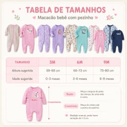 Kit 2 Baby Rompers with Footie Long Sleeve Infant Clothing 60% Cotton 40% Polyester 3m-9m