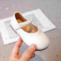 Autumn Girl's Princess Shoes Pearl Shallow Hook-loop Sweet Kid's Flat Shoe Solid Colors Anti-slip Fashion Sweet Children Shoe