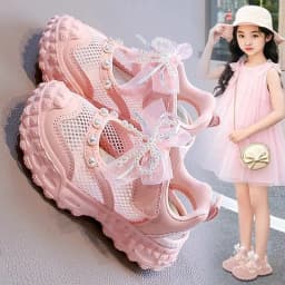 Girls' princess sandals summer 2026 new children's Baotou foreign pearl single mesh shoes for children mesh sneakers