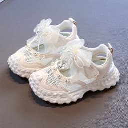 Girls' princess sandals summer 2026 new children's Baotou foreign pearl single mesh shoes for children mesh sneakers
