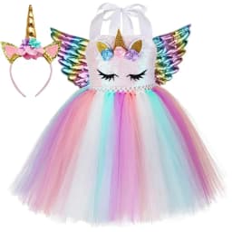 Sequins Girls Unicorn Tutu Dress Costume Flower Girls Tulle Princess Dress Toddler Kids Halloween Birthday Party Dress Up Outfit