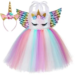 Sequins Girls Unicorn Tutu Dress Costume Flower Girls Tulle Princess Dress Toddler Kids Halloween Birthday Party Dress Up Outfit