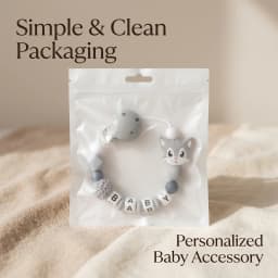 Personalized Baby Pacifier Clip Custom Name Wolf Silicone Teether Chain BPA Free Dummy Holder Newborn Gift
