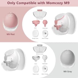 M9 Full Set Breast Replacement Part for Momcozy Upgraded Mobile Flow | Upgraded M9, 24mm Flange, Red Valve, Red Diaphragm