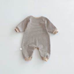 Korean Style Baby Autumn and Winter Long Sleeve Striped Boneless Envelope Collar Jumpsuit for Boys and Girls Baby Comfortable Ho