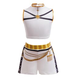 Girls Black‑Gold 3D Printed Jacket Shorts Cosplay Set Kids Outfit for Stage Show Birthday Party Halloween Carnival Dress‑Up