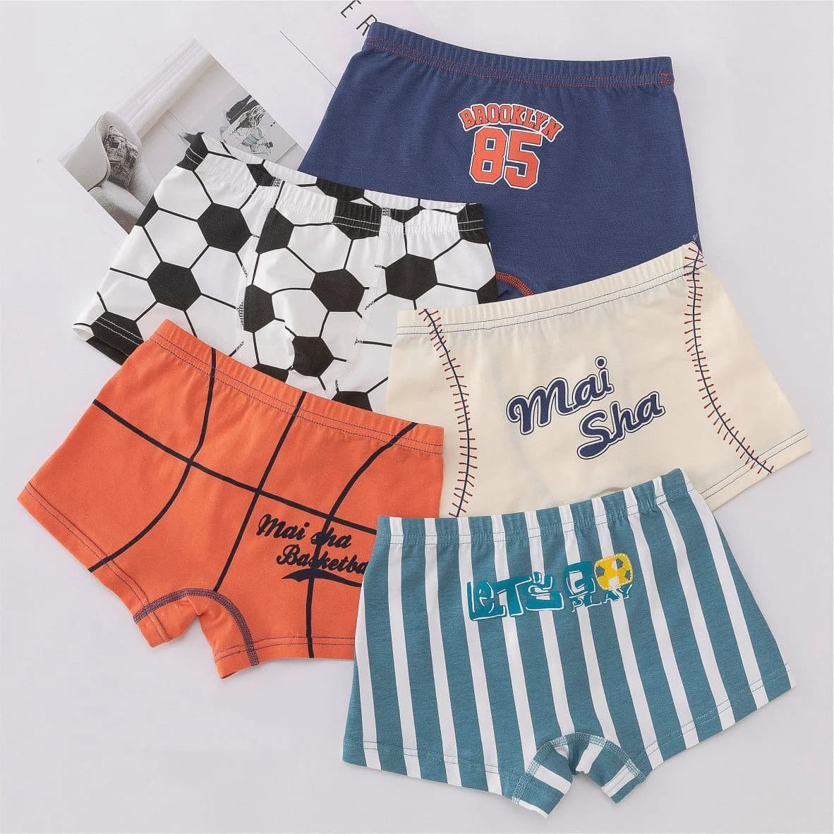 Children's Underwear Cotton Boxer Shorts for Boys and Teenagers Boxer Shorts 5-Pack