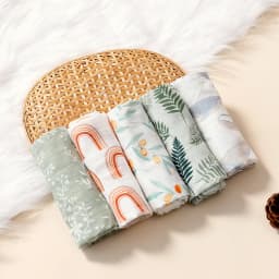 5Pcs/set 60*60cm Super Soft Bamboo Cotton Muslin Blankets Infant Boy/Girl Multi-Use Feeding Burp Cloth Towel Baby Burp Cloth Set