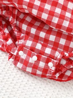 Baby Girl Strawberry Gingham Smocked Tie-Strap Romper Dress – Stretchy Shirred Bodice & Layered Skirt, Cute Summer One-Piece Out