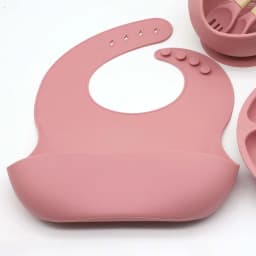 8 pcs Set Food Grade Silicone Tableware Set Bib Bowl Dining Plate Strong Suction Straw Cup Cartoon Short and Wooden Spoon Fork