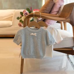 MILANCEL New Summer Kids Knitted Short Sleeves 1-5T Cute Color Blocking Bow Girls Hollow Out T-shirt Children Sweet Outwear Tops
