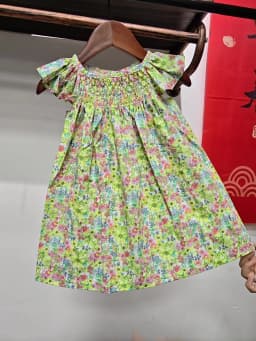 Floral Summer Dress for 1 2 3 4 5 6 Years Girls Smocking Design with Flying Sleeve Baby Toddler Daily Cute Clothes