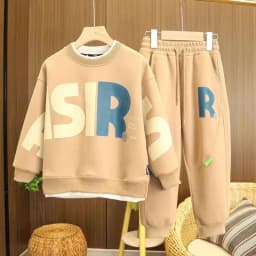 ZOETOPKID Casual Sportswear Set for Boys Autumn Winter New Style Two-Piece Children's Clothing Trendy Sweatshirt Pants Combo
