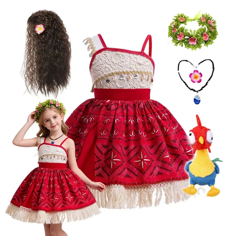 Girls Moana 2 Princess Costume Kids Vaiana Ocean Adventure Dress Children Halloween Carnival Party Fancy Outfit Cosplay Clothes
