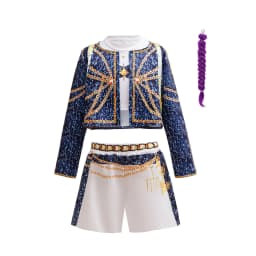 Popular Singer Cosplay Suit Kids 3Pcs Outfit Korean Style Costume Stage Performance Girl Team Uniform Gold Chain Print Coat+Vest