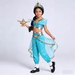 Kids Girls Desert Arabian Princess Fancy Costume Dress Set for Halloween Cosplay Birthday Carnival Stage Theme Party Wear