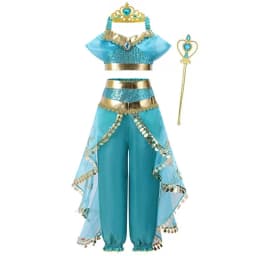 Kids Girls Desert Arabian Princess Fancy Costume Dress Set for Halloween Cosplay Birthday Carnival Stage Theme Party Wear