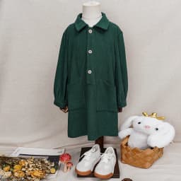 Casual Loose Girls Corduroy Dress 2026 Retro Fall New Children's Lapel Buttons Long-Sleeved Dresses With Pockets Winter Clothing