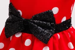 Cute Little Girls Red White Polka Dot Princess Dress Black Sequin Bow Kid Minnie Birthday Party Outfit Carnival Cosplay Clothing