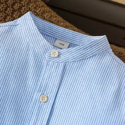 Boys Vertical Striped Long Sleeve Shirt 6-12Y Stand Collar Pocket Kids Soft Casual Blouse Back To School Outfit