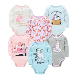 2023 Baby Girls Clothes 3 6 pcs/lot pour nouveaux Cotton Long Sleeve Girl Bodysuit 0-24 Months Newborn Boys Clothing Toddler