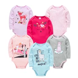 2023 Baby Girls Clothes 3 6 pcs/lot pour nouveaux Cotton Long Sleeve Girl Bodysuit 0-24 Months Newborn Boys Clothing Toddler