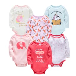 2023 Baby Girls Clothes 3 6 pcs/lot pour nouveaux Cotton Long Sleeve Girl Bodysuit 0-24 Months Newborn Boys Clothing Toddler