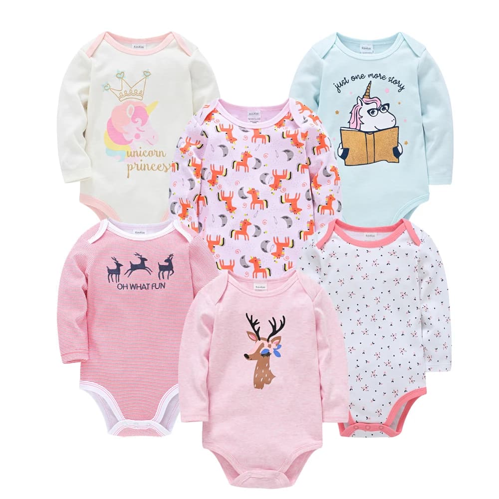 2023 Baby Girls Clothes 3 6 pcs/lot pour nouveaux Cotton Long Sleeve Girl Bodysuit 0-24 Months Newborn Boys Clothing Toddler