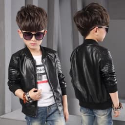2-13 Years Winter Boys PU Jacket Plus Velvet Keep Warm Leather Jacket For Boys Coat Waterproof Outerwear Teenagers Kids Clothes