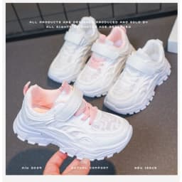 White Children's Leather Casual Shoes For Boy Girls Outdoor Running Sneakers Breathable Mesh Kids School Walking Sport Non Slip