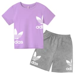 New Children Letter-Print Summer T-shirt Boy Girl Toddler3-12Years Short-Sleeved+Shorts Charming Casual Fashion Sports Brand Set