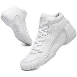 BAXINIER Girls White High Top Cheerleading Shoes for Kids - Lightweight Training and Competition Sneakers for Dance and Tennis