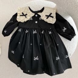 Autumn 0-6Yrs Girls Princess Dress Baby Girl Clothes Clothes Butterfly Collar Baby Girl One Piece Clothes Embroidery Kids Dress