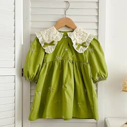 Autumn 0-6Yrs Girls Princess Dress Baby Girl Clothes Clothes Butterfly Collar Baby Girl One Piece Clothes Embroidery Kids Dress